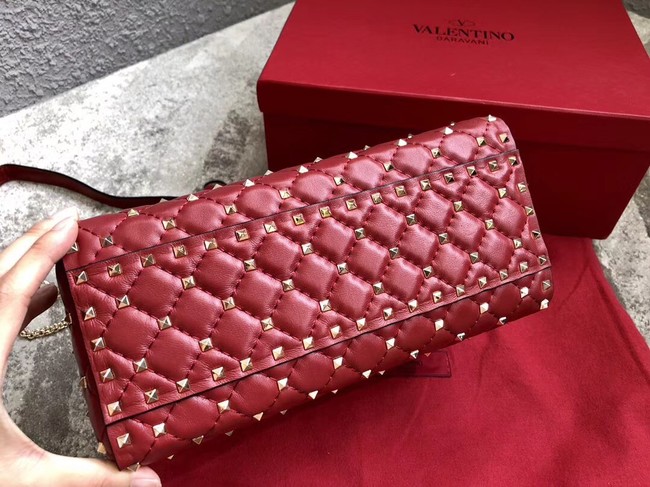 VALENTINO Candystud quilted leather tote 0061 red
