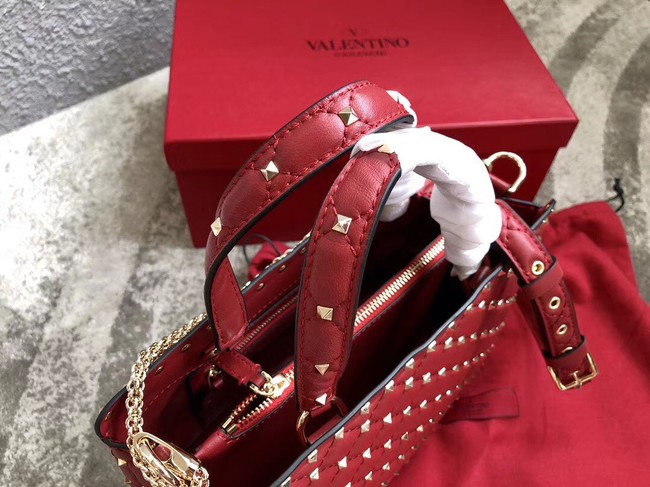 VALENTINO Candystud quilted leather tote 0061 red