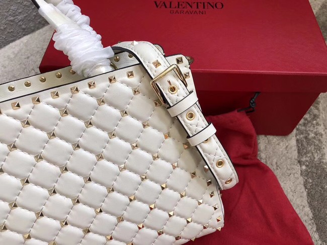 VALENTINO Candystud quilted leather tote 0061 white