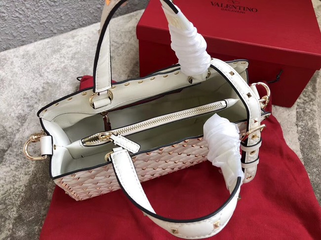 VALENTINO Candystud quilted leather tote 0061 white