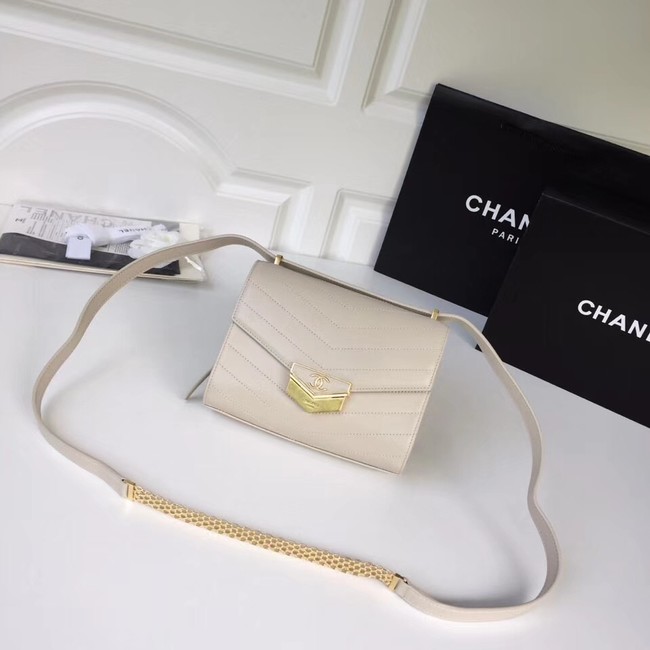 Chanel Flap Bag Original Calfskin & Gold-Tone Metal A57490 Light Beige