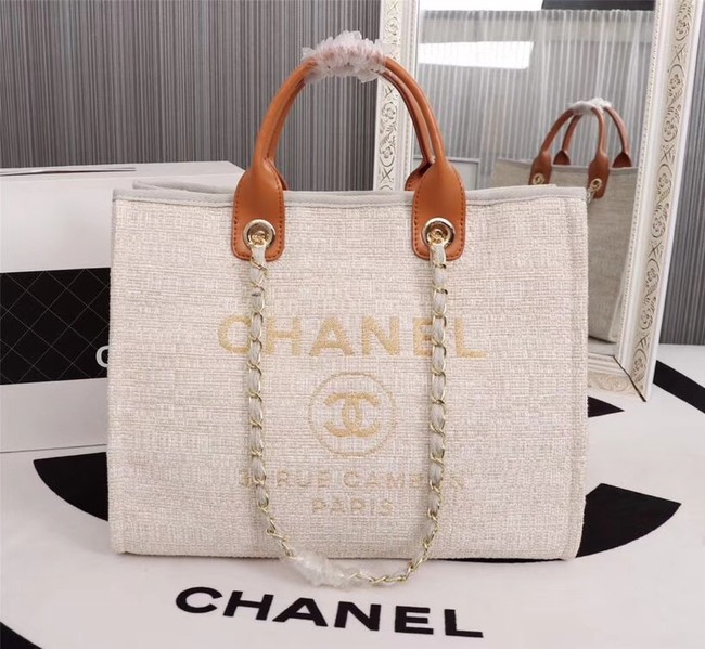 Chanel Canvas Tote Shopping Bag 8099 off-white
