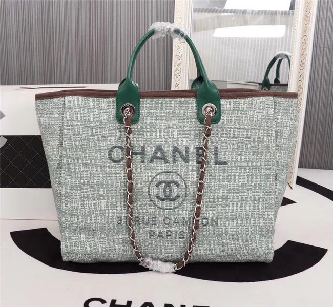 Chanel Medium Canvas Tote Shopping Bag 8099 green
