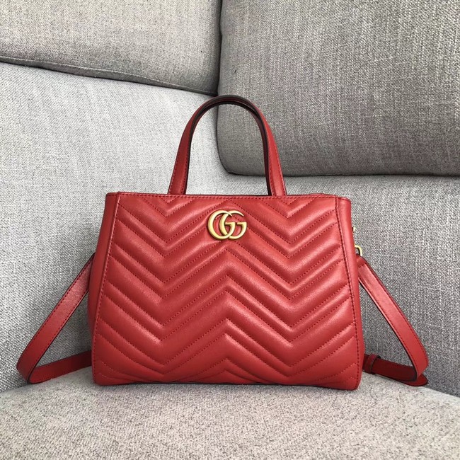 Gucci GG Marmont small top handle bag 448054 red
