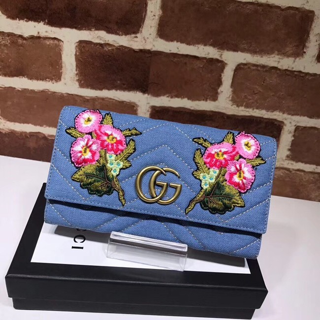 Gucci GG Marmont Denim Wallet B443436 blue