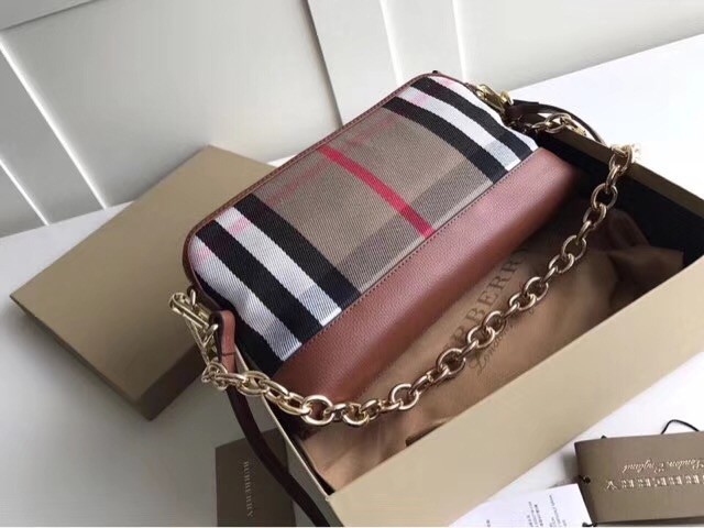 Burberry Calfskin Leather Should Bag 41711 brown