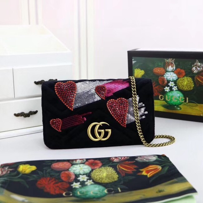 Gucci Dionysus GG Velvet leather mini Shoulder Bag 488426 black