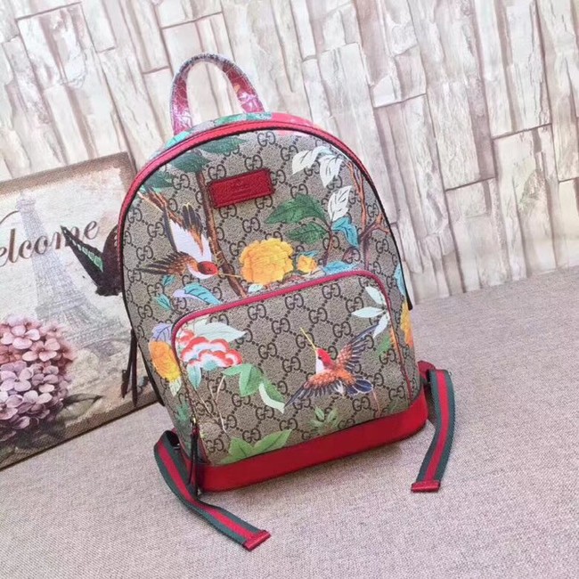 Gucci GG Supreme backpack Flower and bird 427042 red