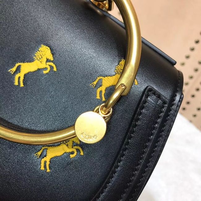 CHLOE Small Nile leather Horse bracelet bag 3E1302 black