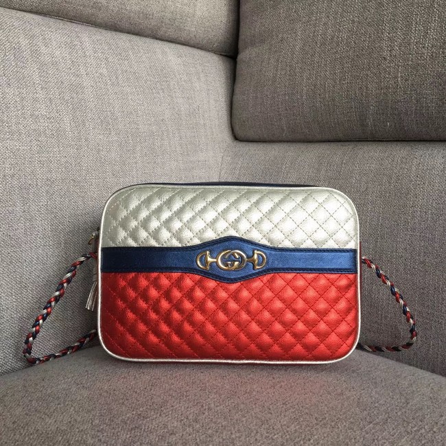 Gucci Laminated leather small shoulder bag 541061 red&silver