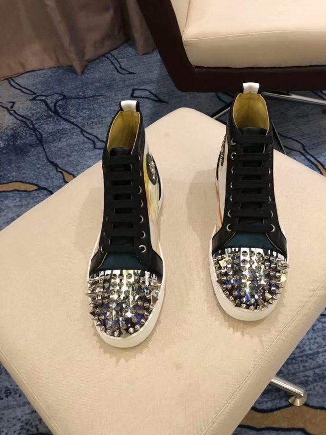 CHRISTIAN LOUBOUTIN Pik Boat glitter leather sneakers CL1042