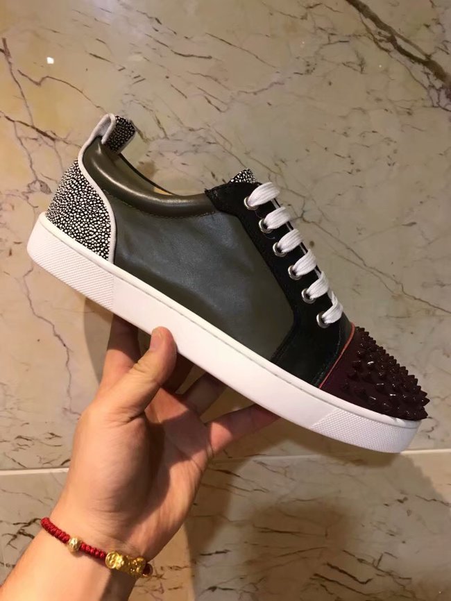 CHRISTIAN LOUBOUTIN Pik Boat glitter leather sneakers CL1049