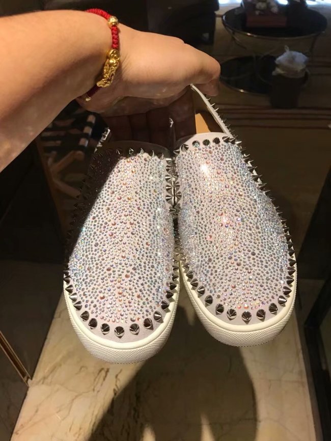 CHRISTIAN LOUBOUTIN Pik Boat glitter leather sneakers CL1050