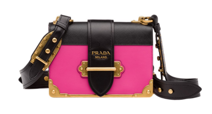Prada Cahier leather bag 1BD045 rose&black