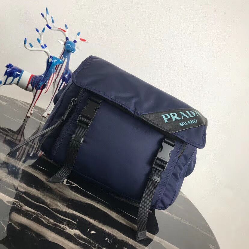 Prada Nylon shoulder bag 1BL015 dark blue