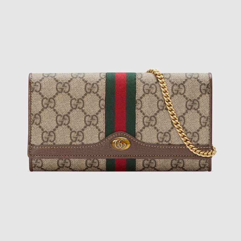 Gucci Ophidia GG chain wallet 546592 Brown