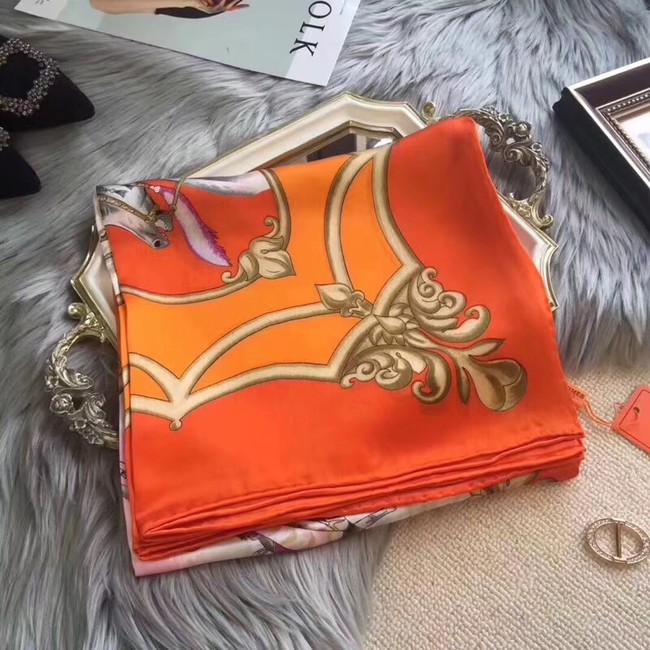 Hermes Scarf in silk twill with hand rolled edges H0032 orange