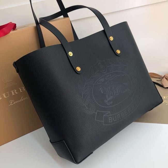 BURBERRY Embossed crest leather tote 13134 black