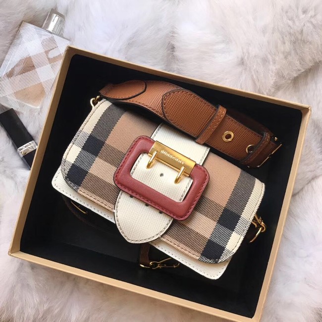 BURBERRY Hampshire vintage check leather cross-body bag 24581 white