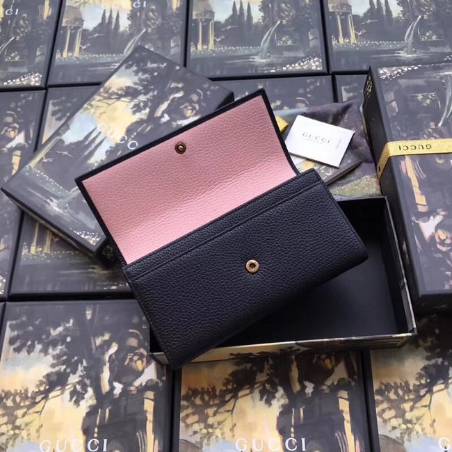 Gucci Leather zip around wallet with bow 524290 black