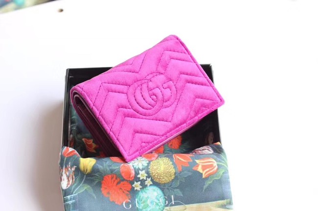 Gucci velvet card case with Double G and crystals 499783 blue