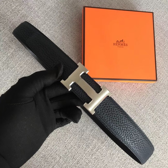 Hermes original togo 2 belt buckle & Reversible leather strap 32 mm H06454 black