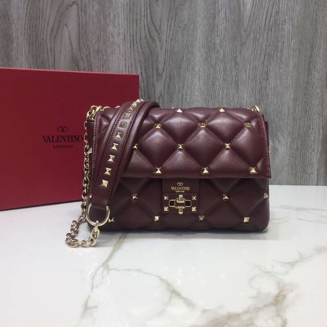 VALENTINO Candy quilted leather cross-body bag 0072 dark red