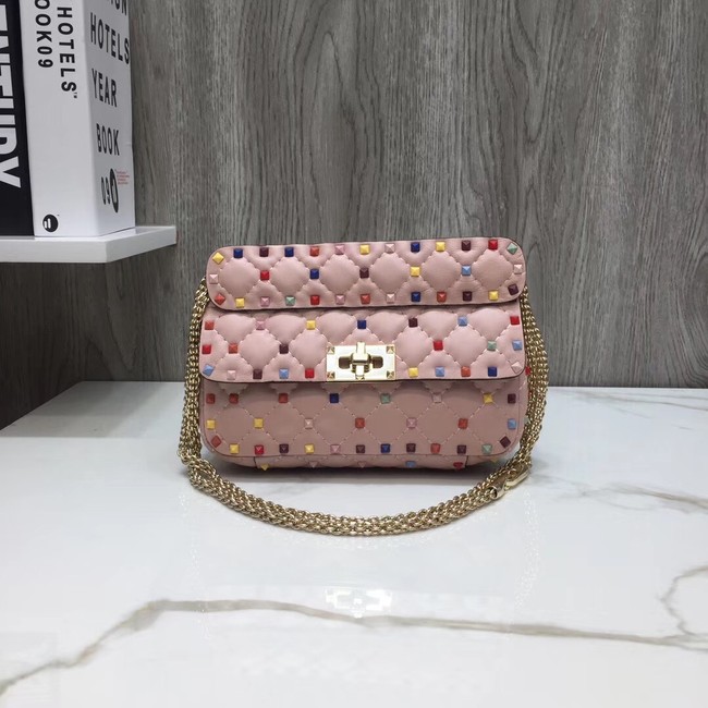 VALENTINO Rockstud small quilted leather shoulder bag A77562 pink