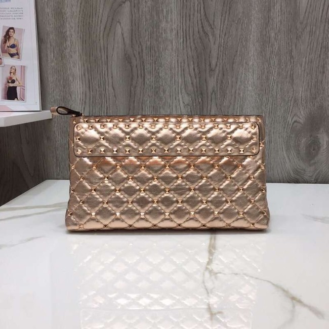 VALENTINO leather clutch 0125 Rose Gold