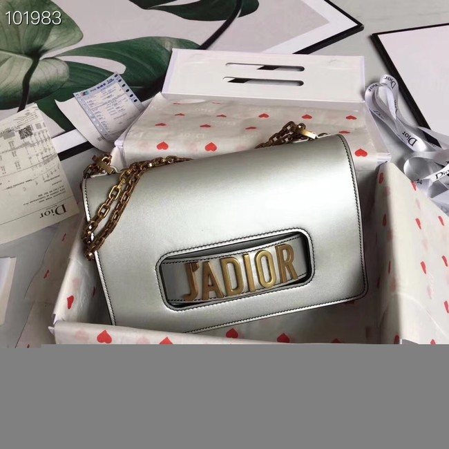 Dior Jadior Flap Bag with Chain Calfskin M9000C silver