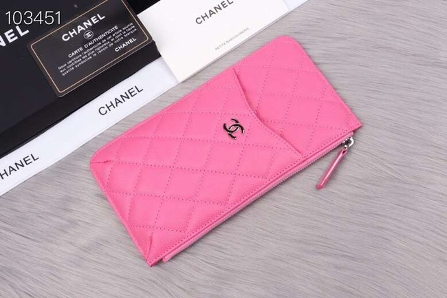 Chanel classic pouch Grained Calfskin& silver-Tone Metal A84402 rose