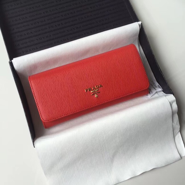Prada Leather Wallet 1MH132 red