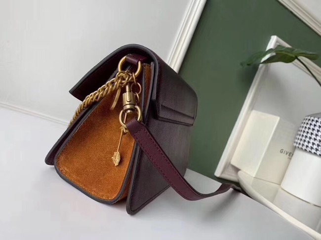 GIVENCHY GV3 leather and suede shoulder bag 9989 Burgundy