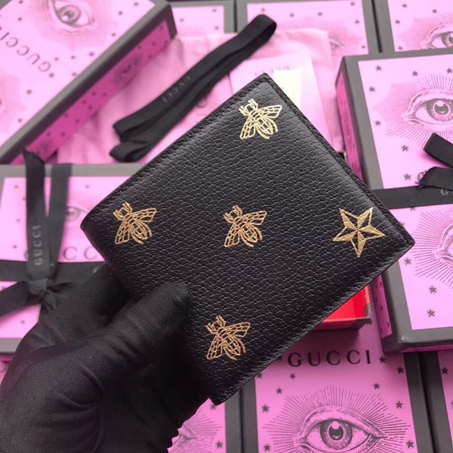 Gucci Bee Star leather bi-fold wallet 495055 black