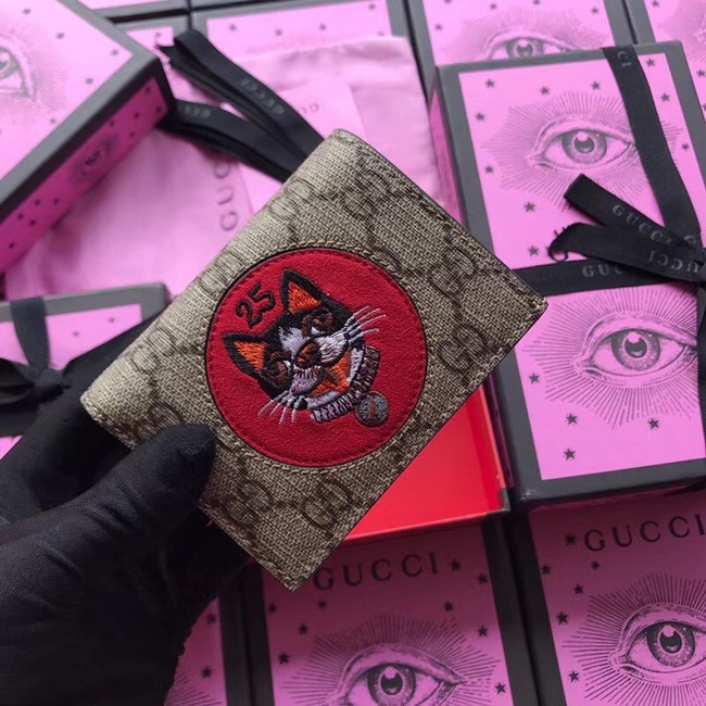 Gucci GG Supreme card case with Bosco patch 506277 red
