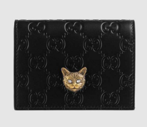 Gucci Signature card case with cat 548057 black