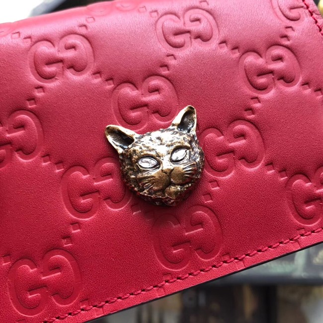 Gucci Signature card case with cat 548057 red