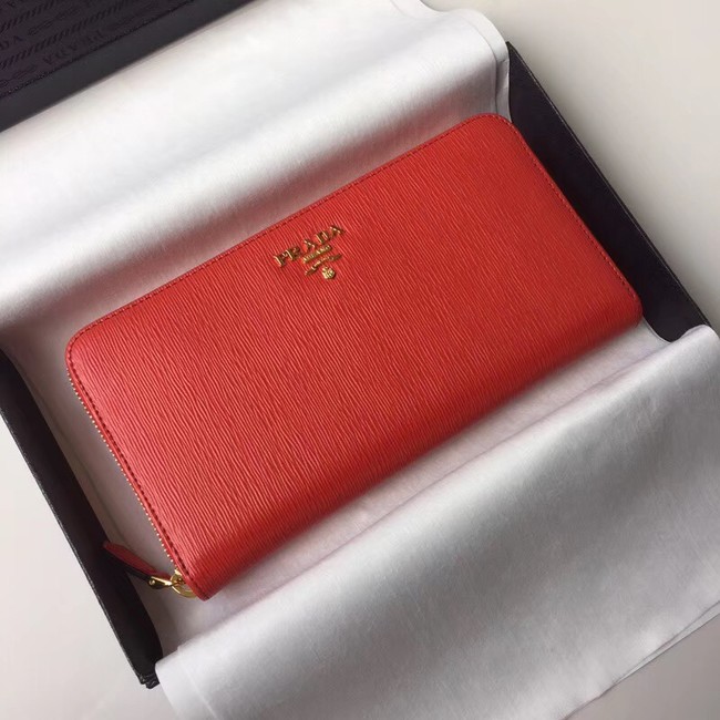 Prada Leather Large Zippy Wallets 1ML505 red