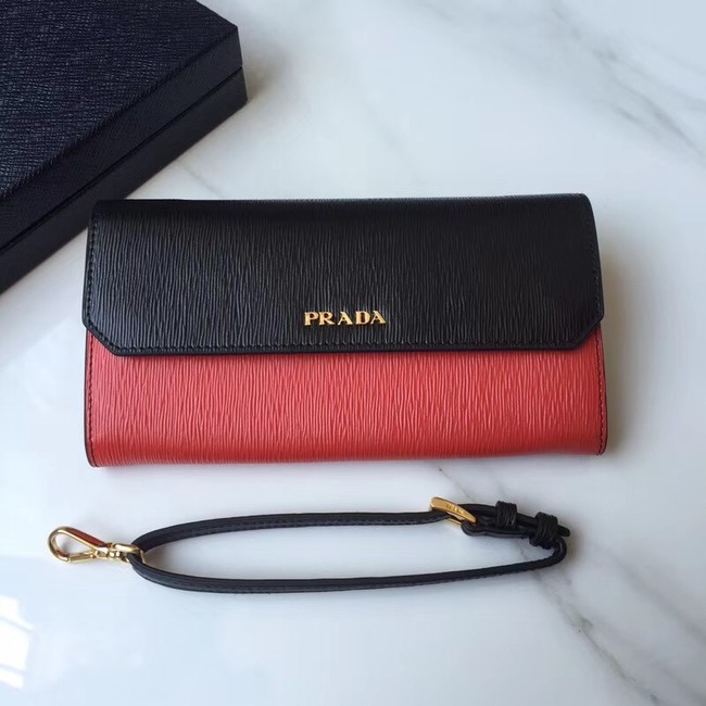 Prada leather mini-bag 1DF003 black&red