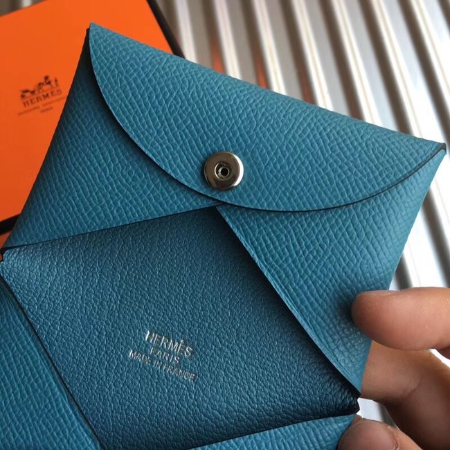 Hermes Bastia Epsom card case H0369 blue