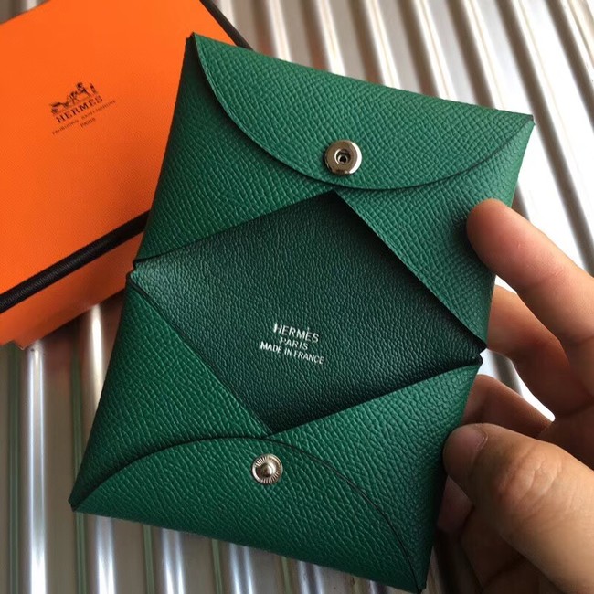 Hermes Bastia Epsom card case H0369 green