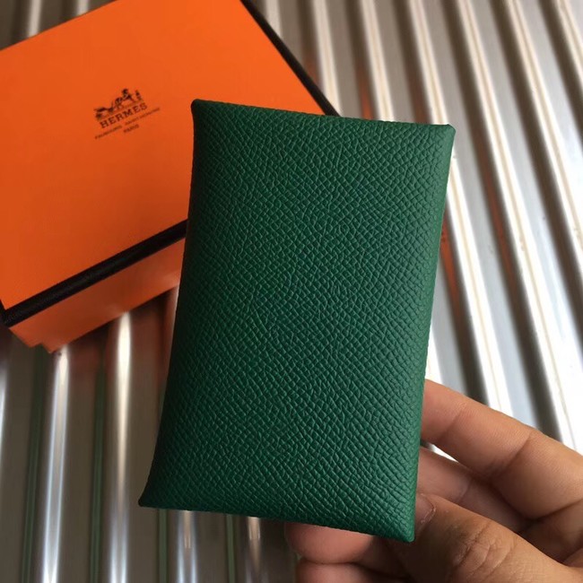 Hermes Bastia Epsom card case H0369 green