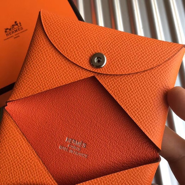 Hermes Bastia Epsom card case H0369 orange