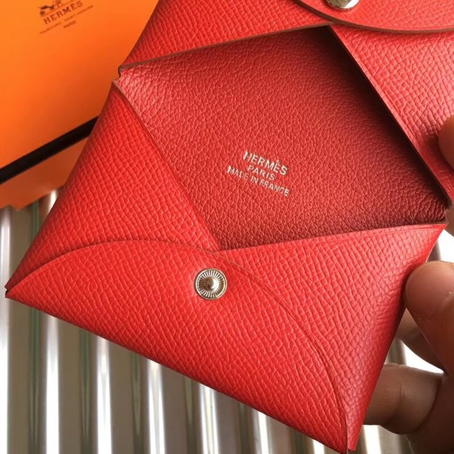 Hermes Bastia Epsom card case H0369 red