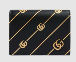 Gucci Leather card case with Double G stripe 548071 black