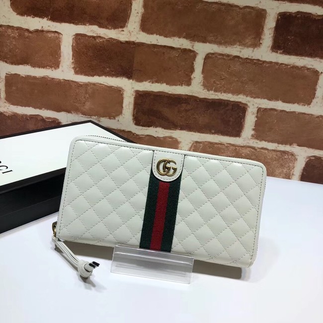 Gucci Leather zip around wallet with Double G 536450 white