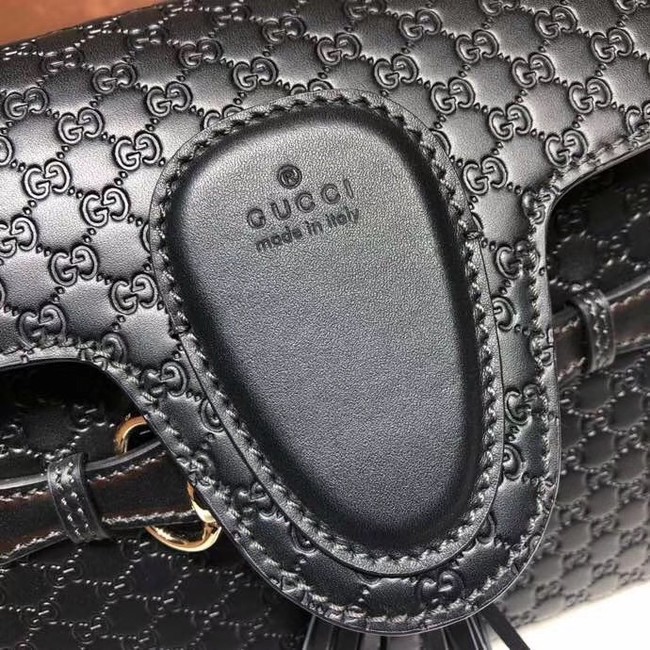 Gucci GG Leather Shoulder Bag 449635 black
