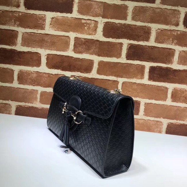 Gucci GG Leather Shoulder Bag 449635 black