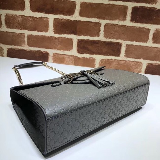 Gucci GG Leather Shoulder Bag 449635 grey