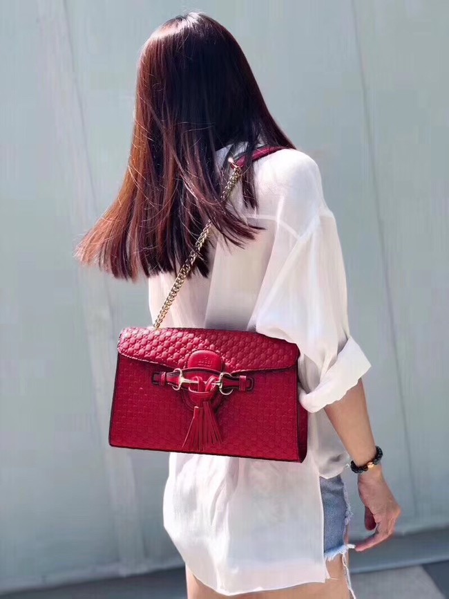 Gucci GG Leather Shoulder Bag 449635 red